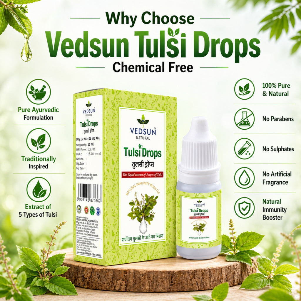 Tulsi Drops by Vedsun – Holy Basil Extract for Immunity, Cough Relief & Respiratory Support