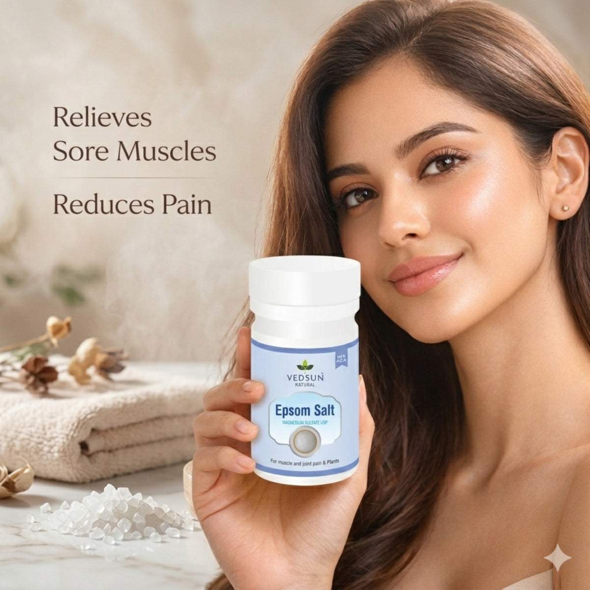 Vedsun Epsom Salt – Pure Magnesium Sulfate for Bath, Foot Soak & Wellness Use