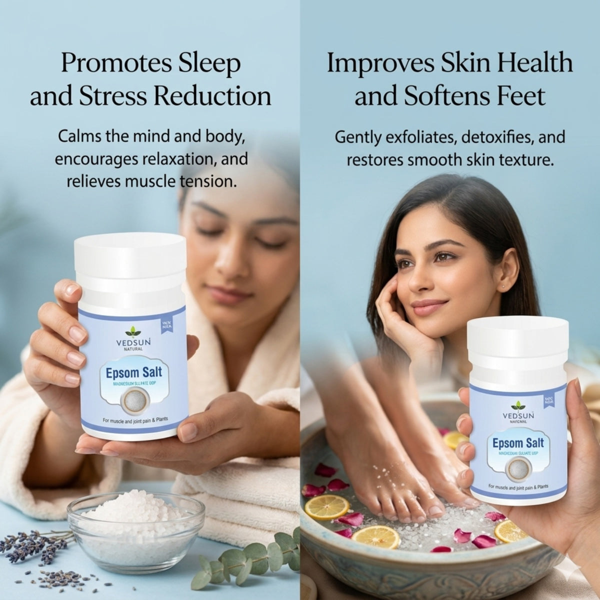 Vedsun Epsom Salt – Pure Magnesium Sulfate for Bath, Foot Soak & Wellness Use