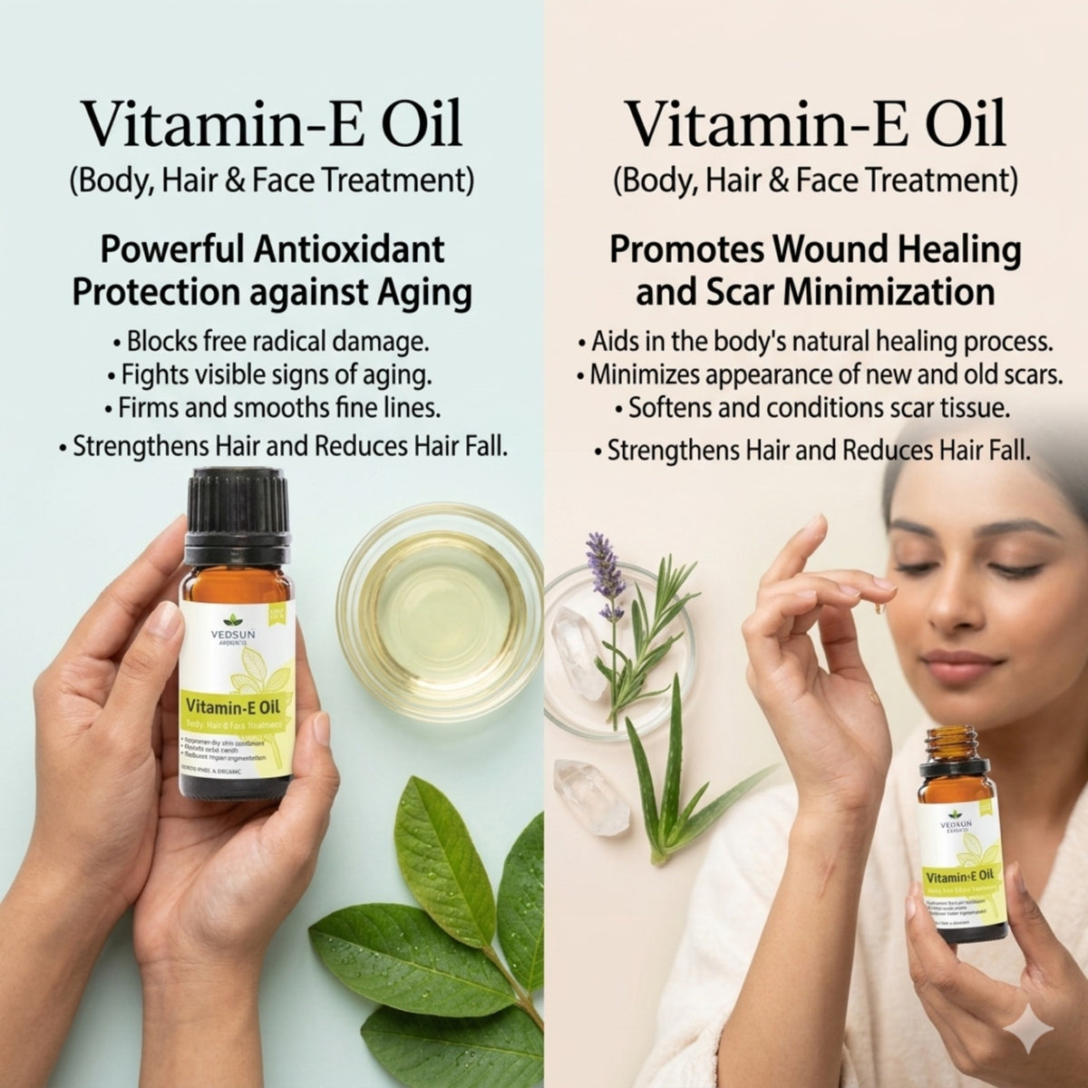 Vitamin E Oil by Vedsun – 100% Pure Tocopherol Oil for Skin, Hair & Daily Care