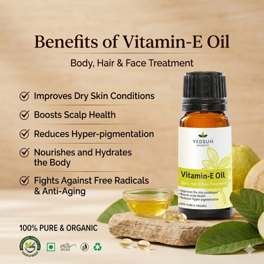 Vitamin E Oil by Vedsun – 100% Pure Tocopherol Oil for Skin, Hair & Daily Care