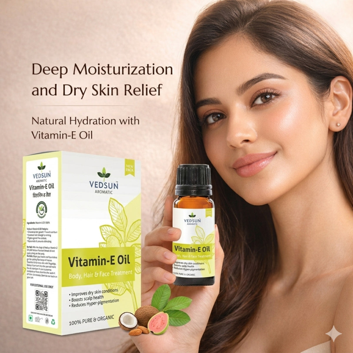 Vitamin E Oil by Vedsun – 100% Pure Tocopherol Oil for Skin, Hair & Daily Care