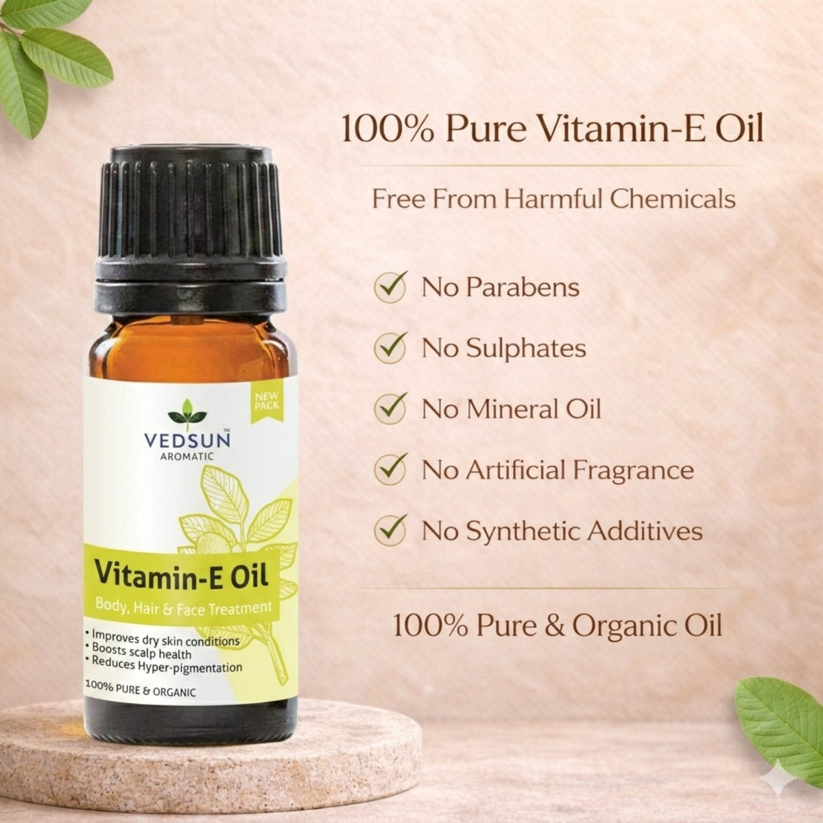 Vitamin E Oil by Vedsun – 100% Pure Tocopherol Oil for Skin, Hair & Daily Care