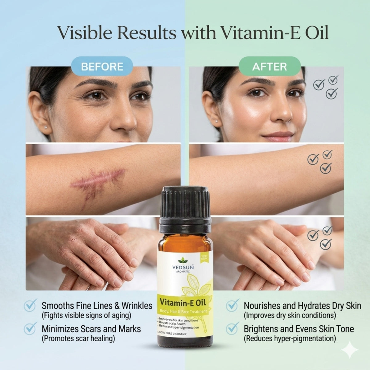Vitamin E Oil by Vedsun – 100% Pure Tocopherol Oil for Skin, Hair & Daily Care