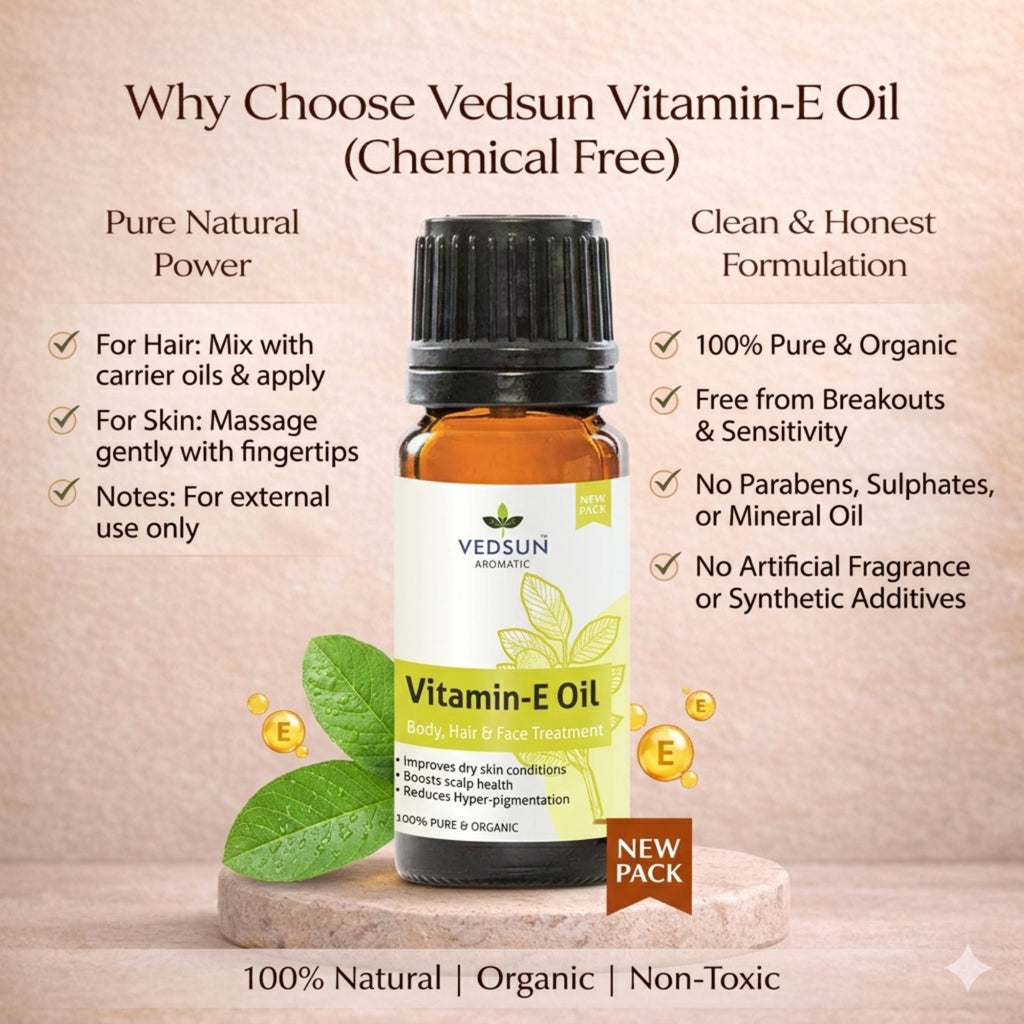 Vitamin E Oil by Vedsun – 100% Pure Tocopherol Oil for Skin, Hair & Daily Care