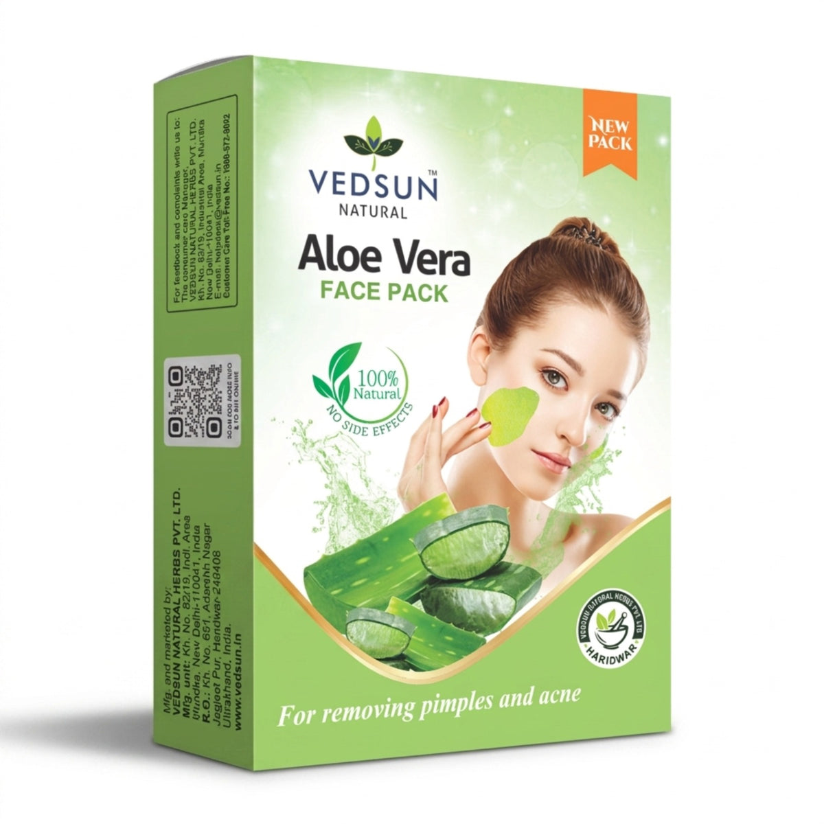Vedsun Aloe Vera Face Pack – Cooling Face Mask for Acne, Irritated Skin & Skin Repair