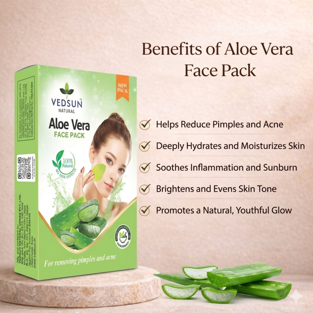 Vedsun Aloe Vera Face Pack – Cooling Face Mask for Acne, Irritated Skin & Skin Repair