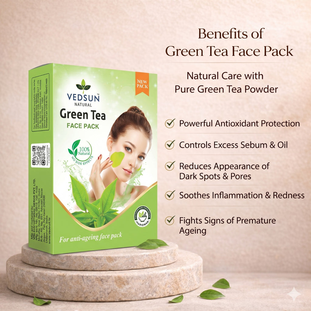 Vedsun Green Tea Face Pack – Natural Face Pack for Clear, Healthy & Oil-Free Skin