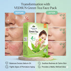 Vedsun Green Tea Face Pack – Natural Face Pack for Clear, Healthy & Oil-Free Skin
