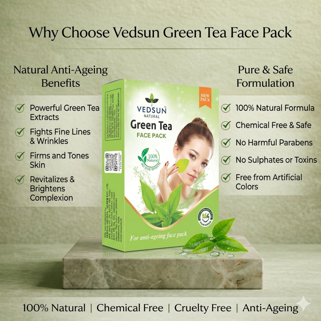 Vedsun Green Tea Face Pack – Natural Face Pack for Clear, Healthy & Oil-Free Skin
