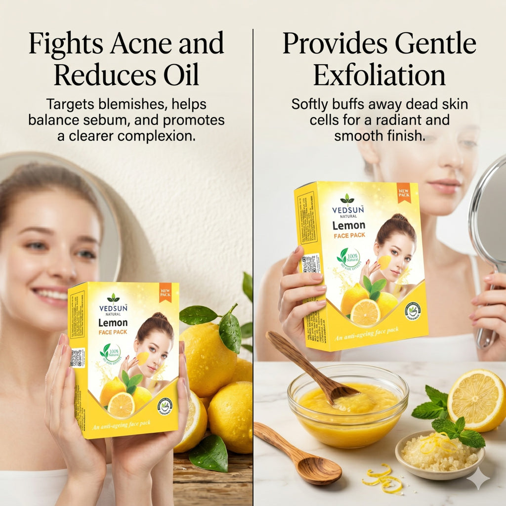 Vedsun Lemon Face Pack – Natural Face Mask for Tan Removal, Oil Control & Bright Glowing Skin