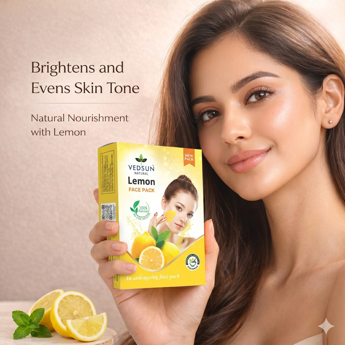 Vedsun Lemon Face Pack – Natural Face Mask for Tan Removal, Oil Control & Bright Glowing Skin