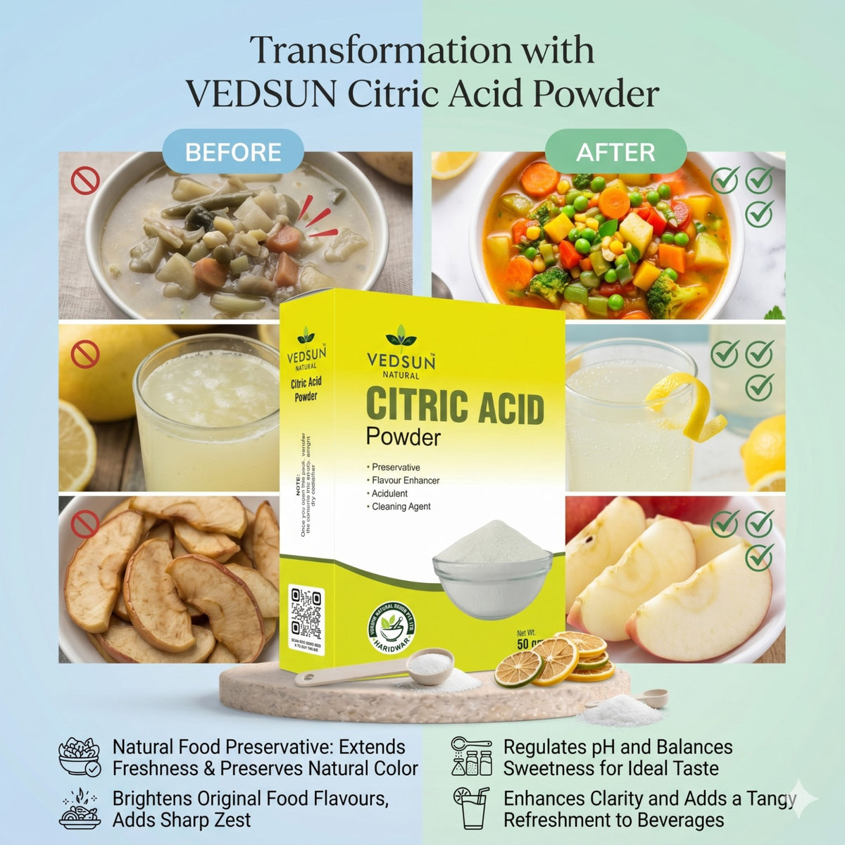 Citric Acid Powder by Vedsun – Natural Cleaning Agent for Home, Kitchen & Appliance Descaling
